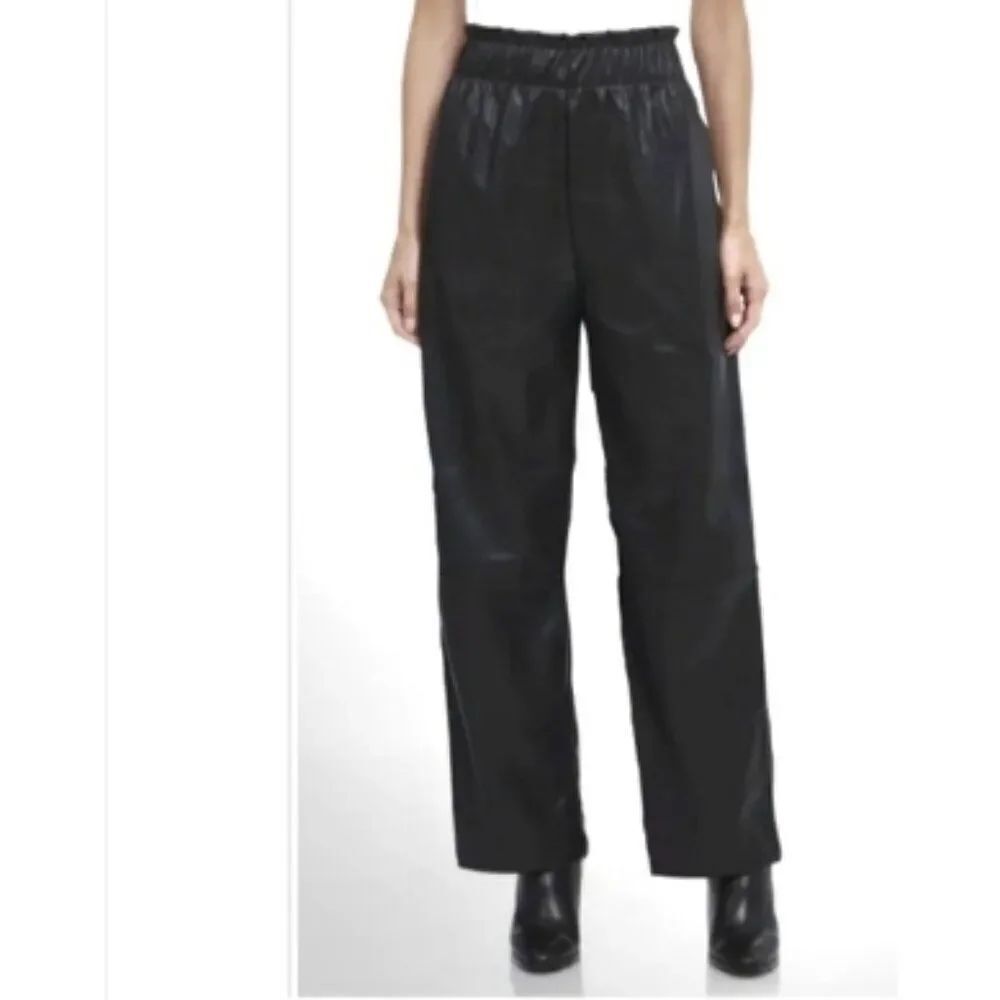 Like New! Joie Soft Vegan Leather High Waist Pull On Pants Black in Size S